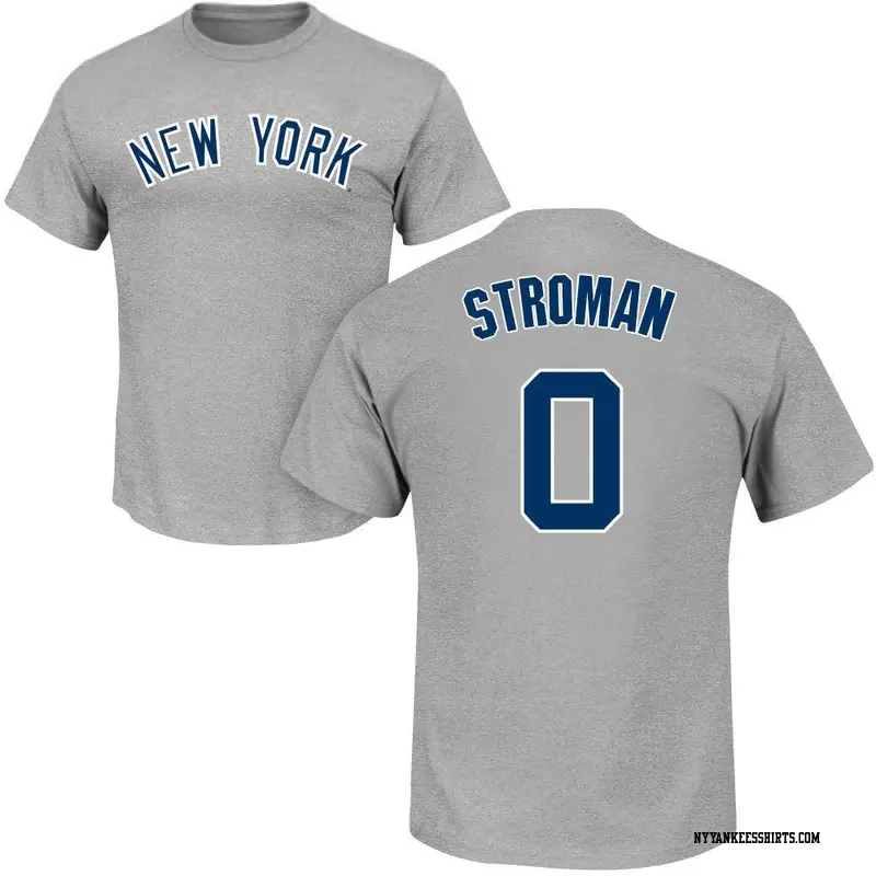 Men's New York Yankees ＃0 Marcus Stroman Gray Roster Name & Number T-Shirt