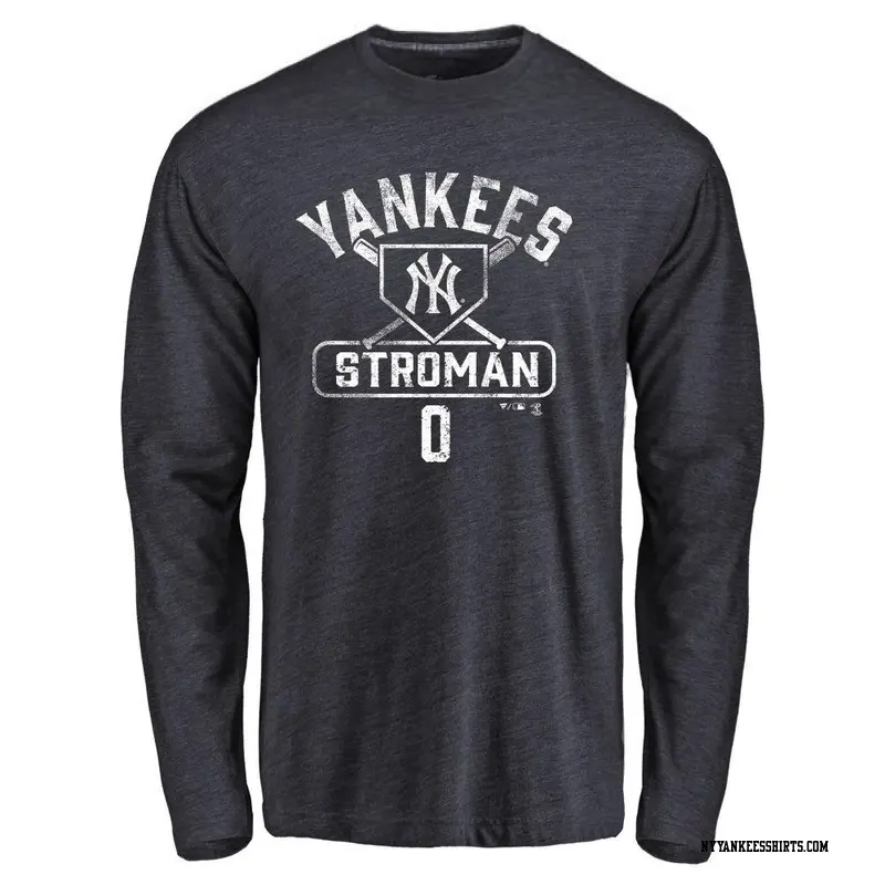 Men's New York Yankees ＃0 Marcus Stroman Navy Base Runner Long Sleeve T-Shirt