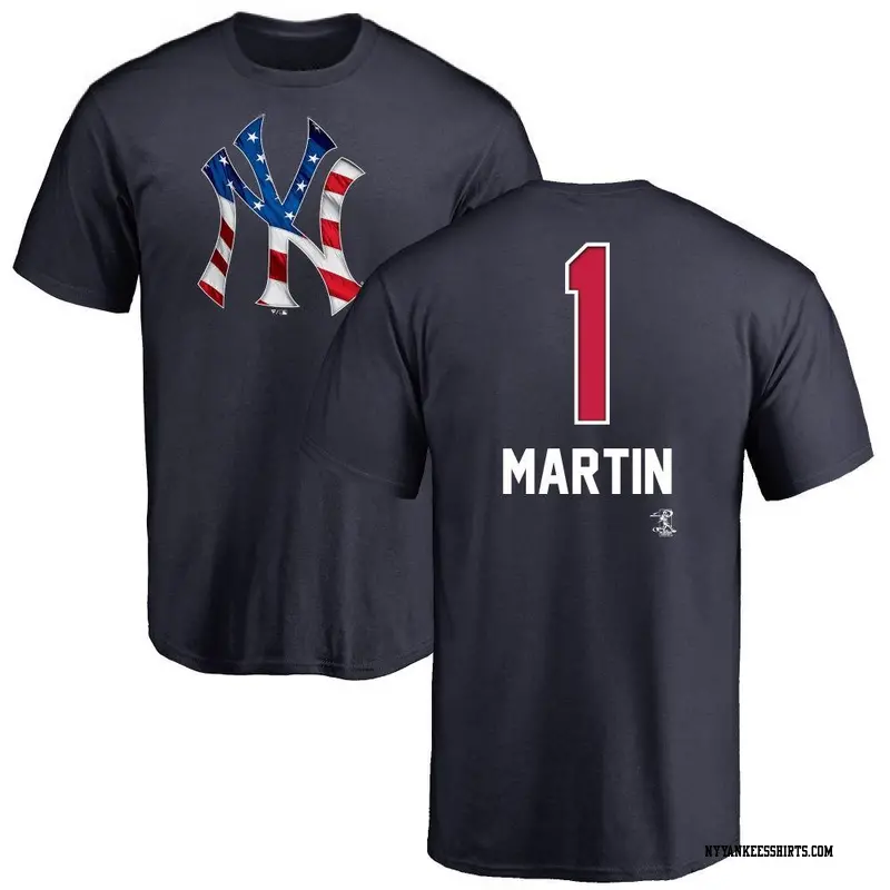 Men's New York Yankees ＃1 Billy Martin Navy Branded Name and Number Banner Wave T-Shirt