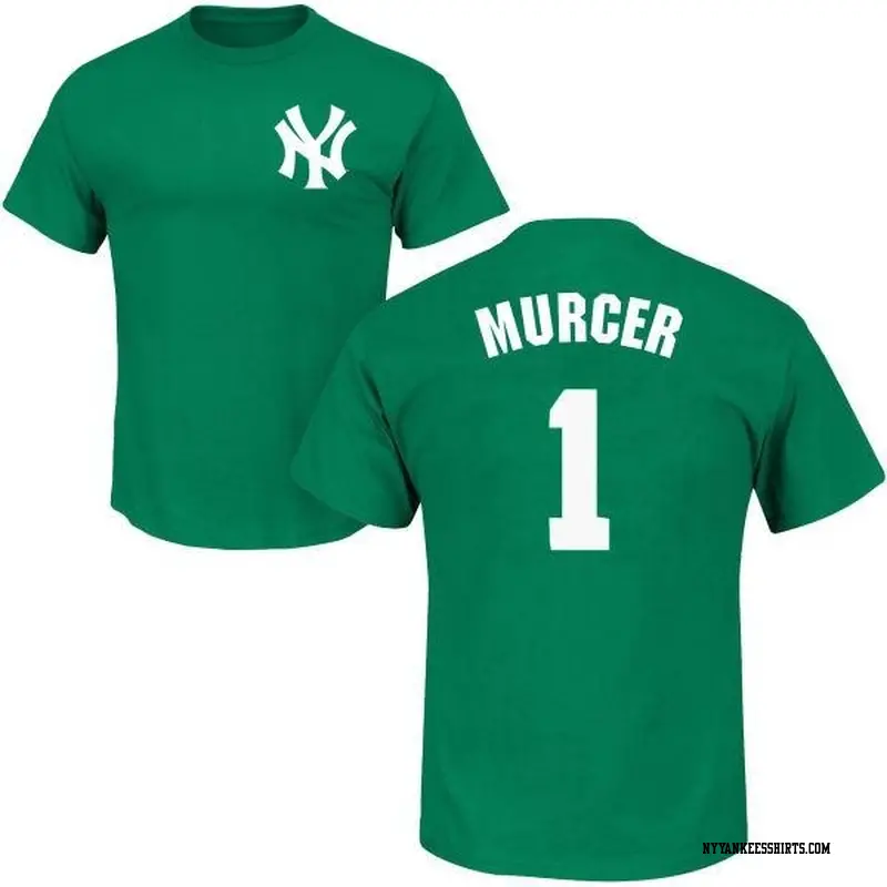 Men's New York Yankees ＃1 Bobby Murcer Green St. Patrick's Day Roster Name & Number T-Shirt