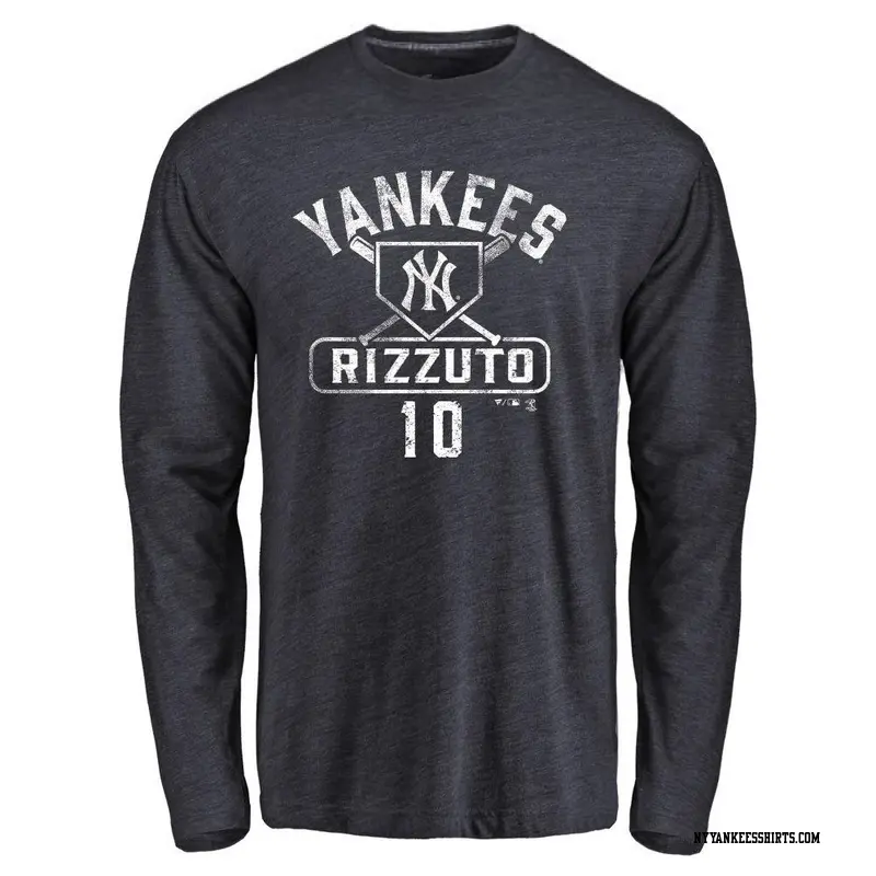 Men's New York Yankees ＃10 Phil Rizzuto Navy Base Runner Long Sleeve T-Shirt