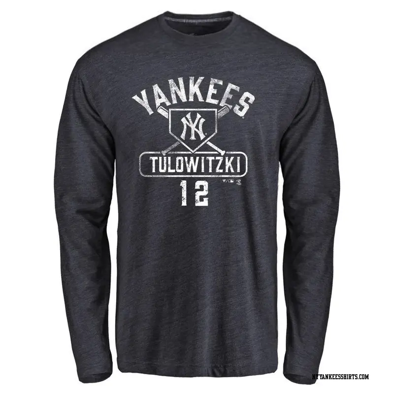 Men's New York Yankees ＃12 Troy Tulowitzki Navy Branded Base Runner Long Sleeve T-Shirt