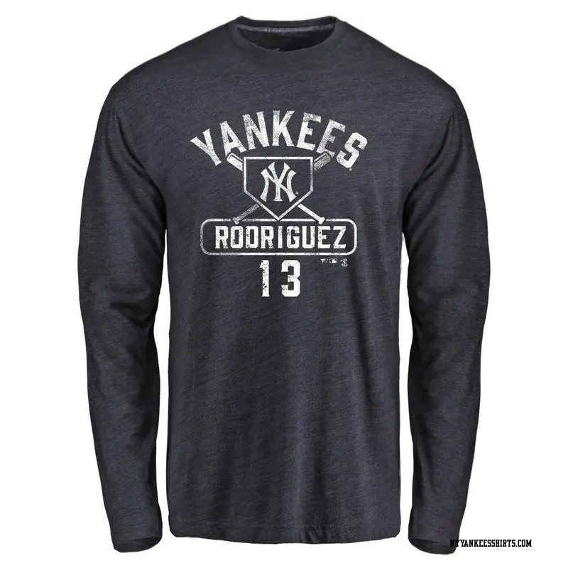 Men's New York Yankees ＃13 Alex Rodriguez Navy Base Runner Long Sleeve T-Shirt