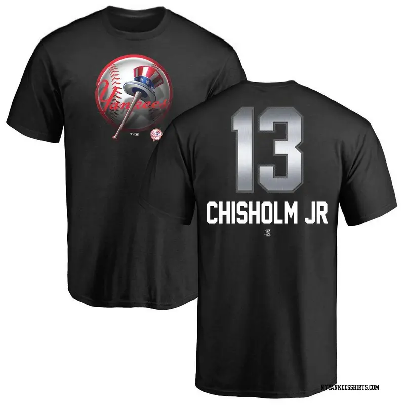 Men's New York Yankees ＃13 Jazz Chisholm Jr. Black Midnight Mascot T-Shirt