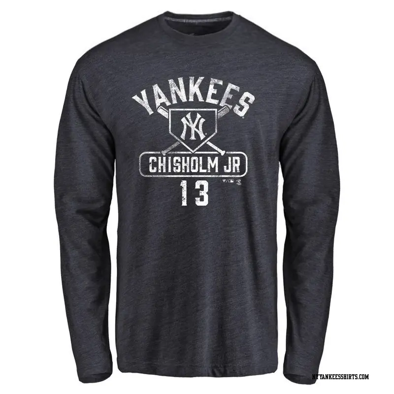 Men's New York Yankees ＃13 Jazz Chisholm Jr. Navy Base Runner Long Sleeve T-Shirt