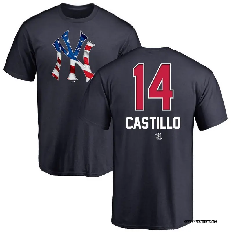 Men's New York Yankees ＃14 Jackson Castillo Navy Name and Number Banner Wave T-Shirt