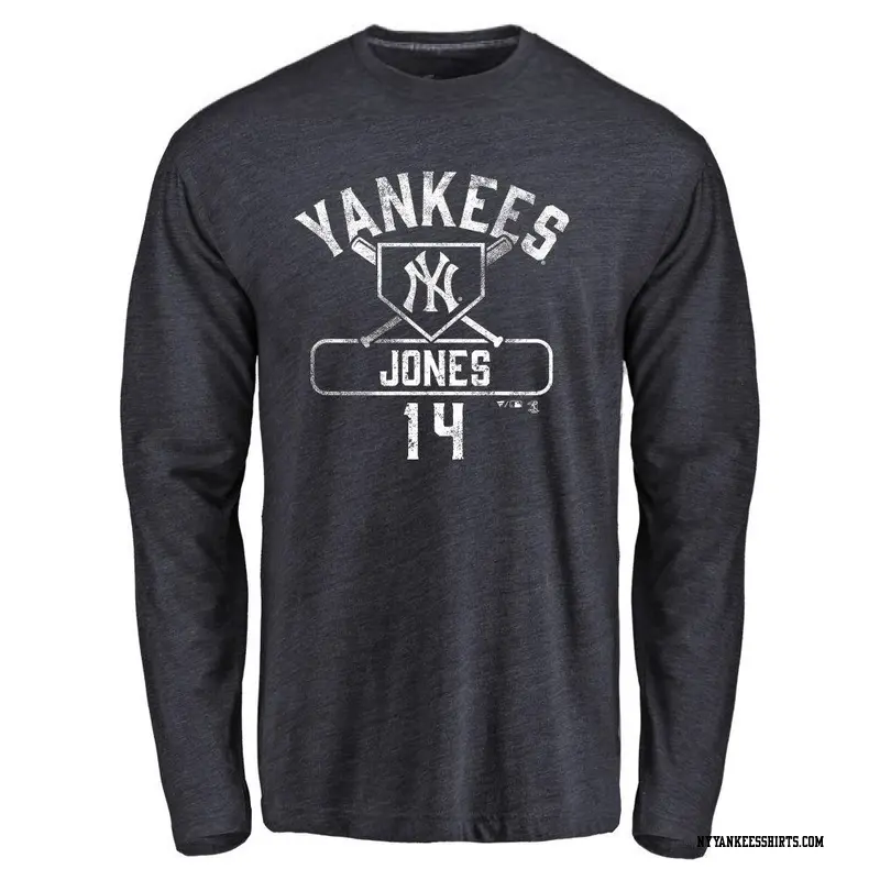 Men's New York Yankees ＃14 Jahmai Jones Navy Base Runner Long Sleeve T-Shirt