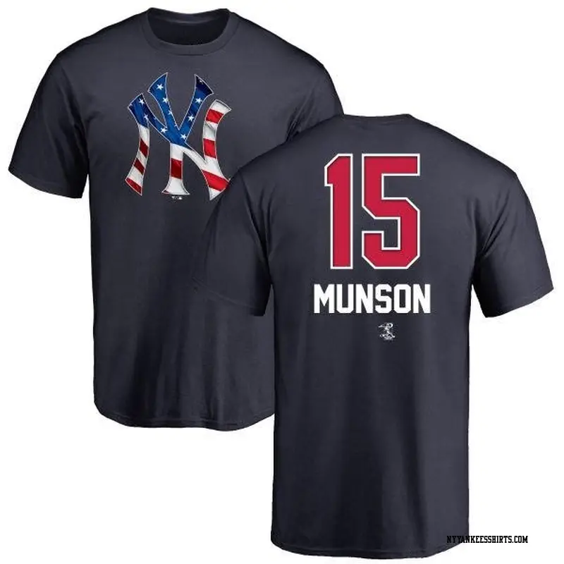 Men's New York Yankees ＃15 Thurman Munson Navy Branded Name and Number Banner Wave T-Shirt