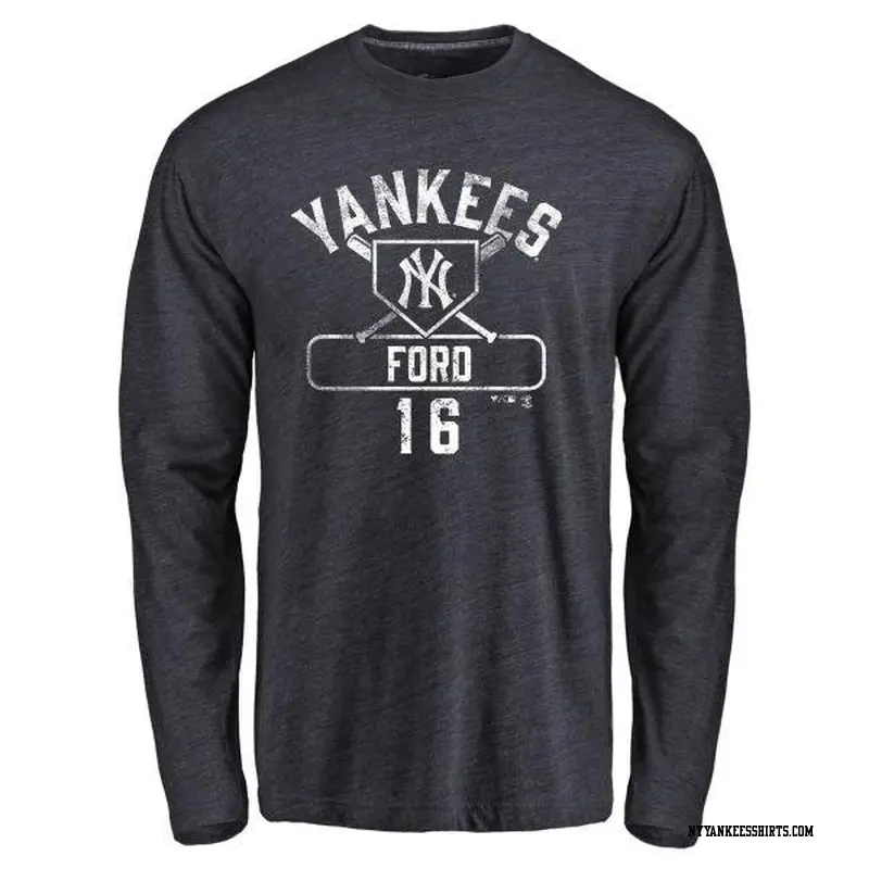 Men's New York Yankees ＃16 Whitey Ford White Branded y Ford Base Runner Long Sleeve T-Shirt Navy