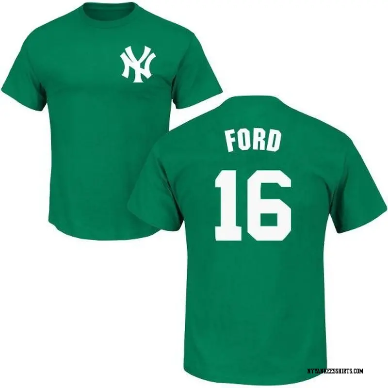 Men's New York Yankees ＃16 Whitey Ford White St. Patrick's Day Roster y Ford Name & Number T-Shirt Green