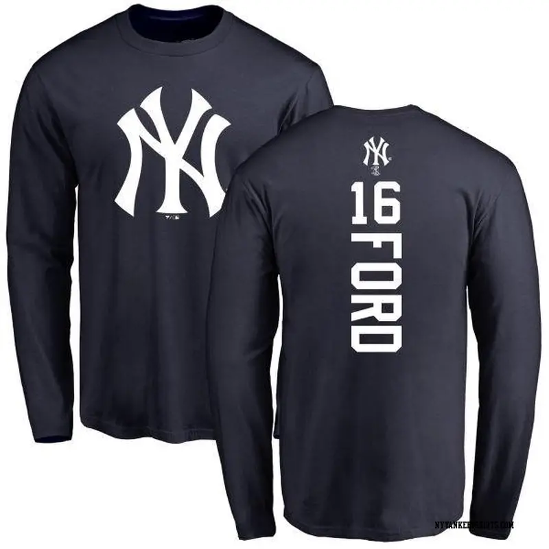 Men's New York Yankees ＃16 Whitey Ford White y Ford Backer Long Sleeve T-Shirt Navy