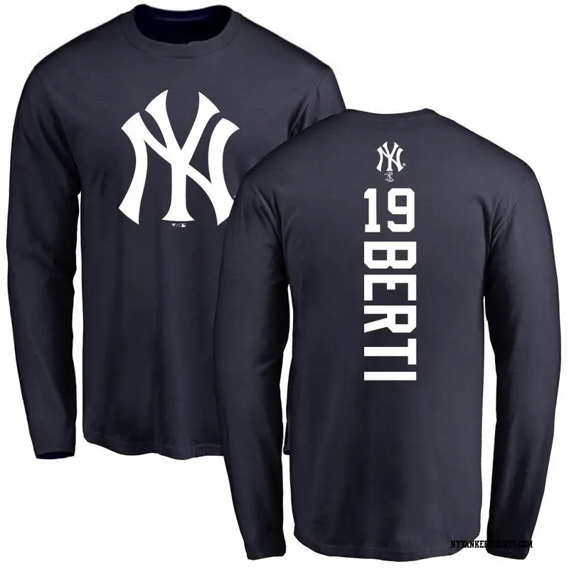 Men's New York Yankees ＃19 Jon Berti Navy Backer Long Sleeve T-Shirt