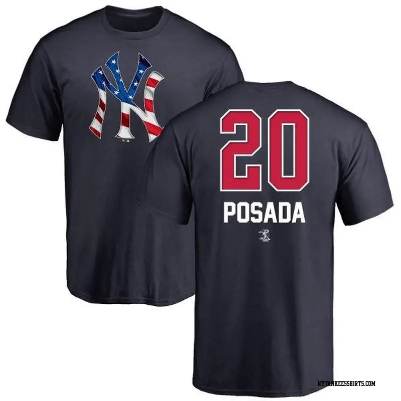 Men's New York Yankees ＃20 Jorge Posada Navy Branded Name and Number Banner Wave T-Shirt