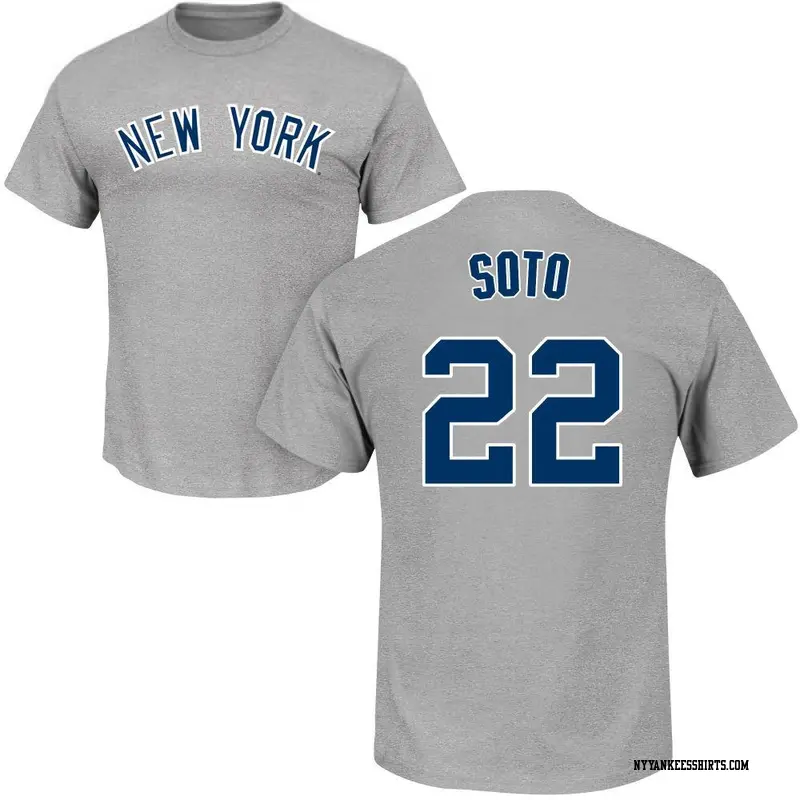 Men's New York Yankees ＃22 Juan Soto Gray Roster Name & Number T-Shirt