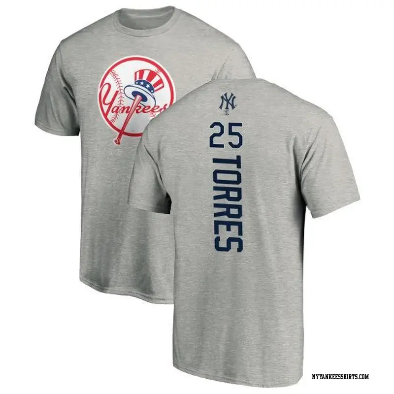 Men's New York Yankees ＃25 Gleyber Torres Ash Backer T-Shirt