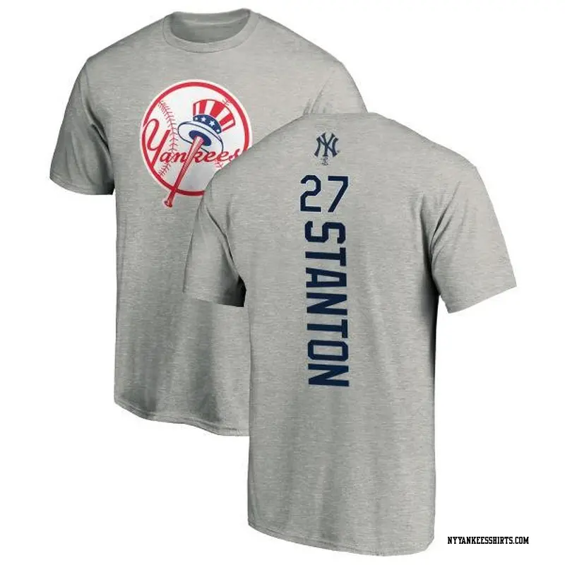 Men's New York Yankees ＃27 Giancarlo Stanton Ash Backer T-Shirt