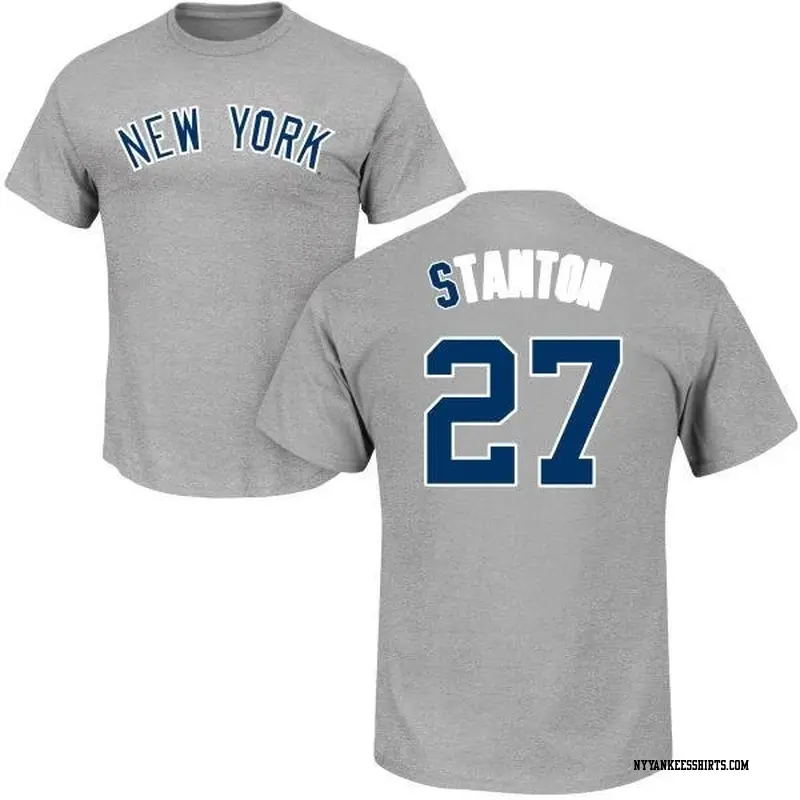 Men's New York Yankees ＃27 Giancarlo Stanton Gray Roster Name & Number T-Shirt