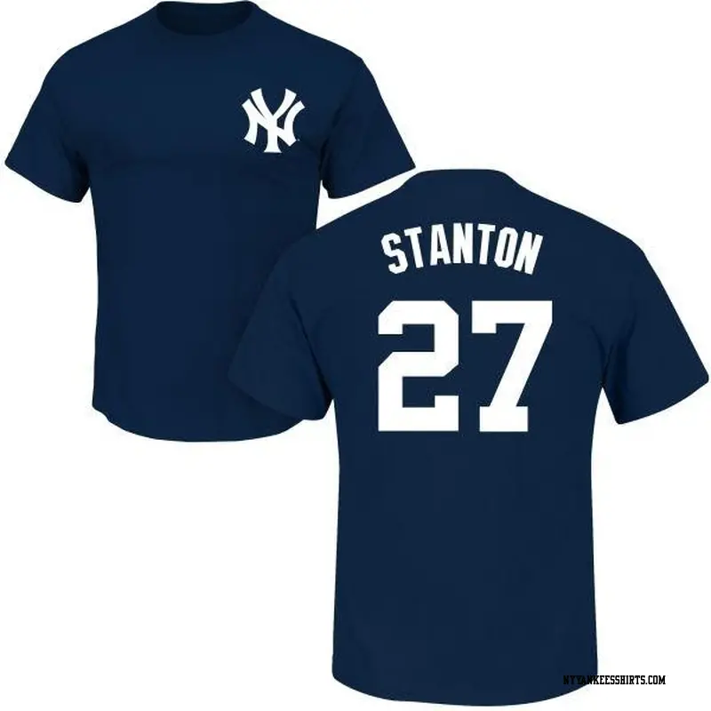 Men's New York Yankees ＃27 Giancarlo Stanton Navy Roster Name & Number T-Shirt