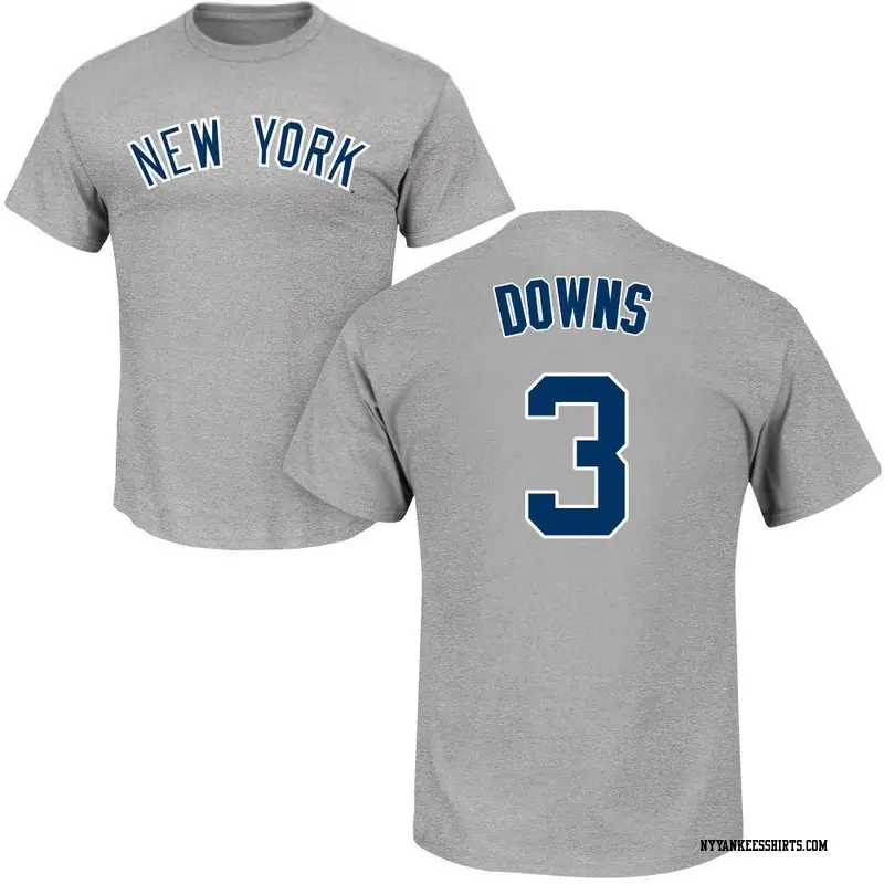 Men's New York Yankees ＃3 Jeter Downs Gray Roster Name & Number T-Shirt