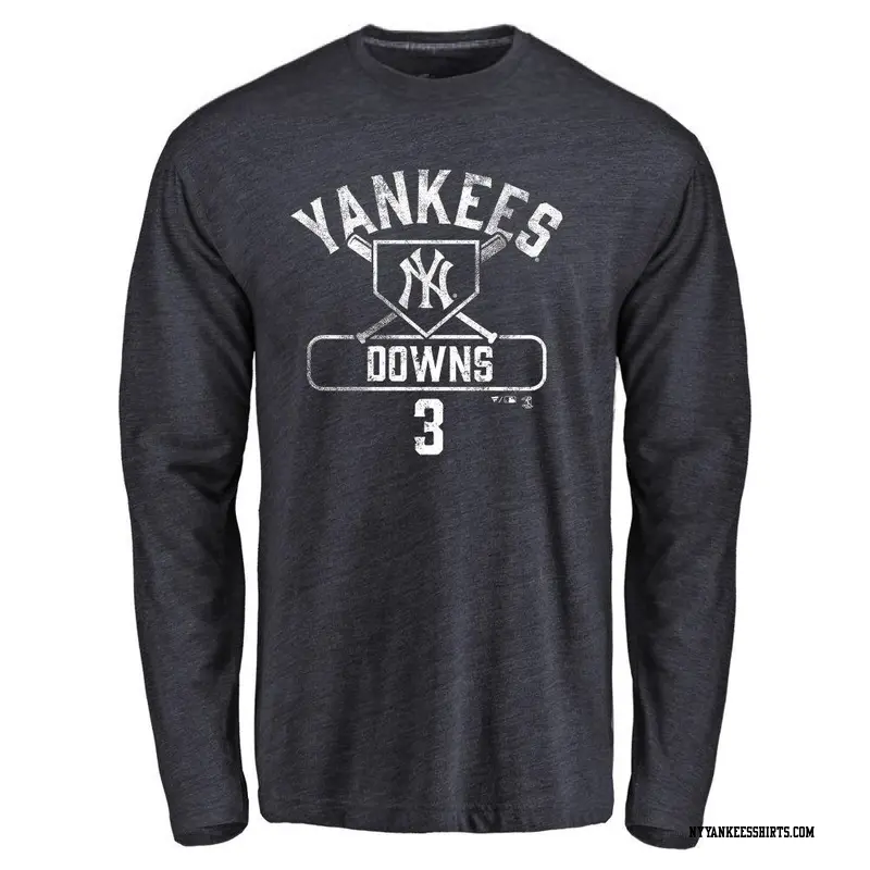 Men's New York Yankees ＃3 Jeter Downs Navy Base Runner Long Sleeve T-Shirt