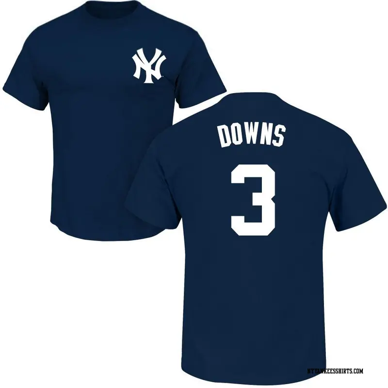 Men's New York Yankees ＃3 Jeter Downs Navy Roster Name & Number T-Shirt