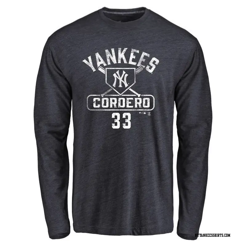 Men's New York Yankees ＃33 Franchy Cordero Navy Branded Base Runner Long Sleeve T-Shirt