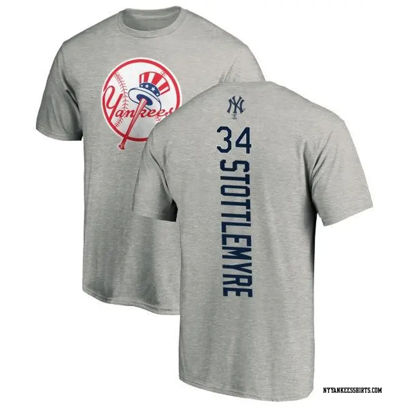 Men's New York Yankees ＃34 Mel Stottlemyre Ash Backer T-Shirt