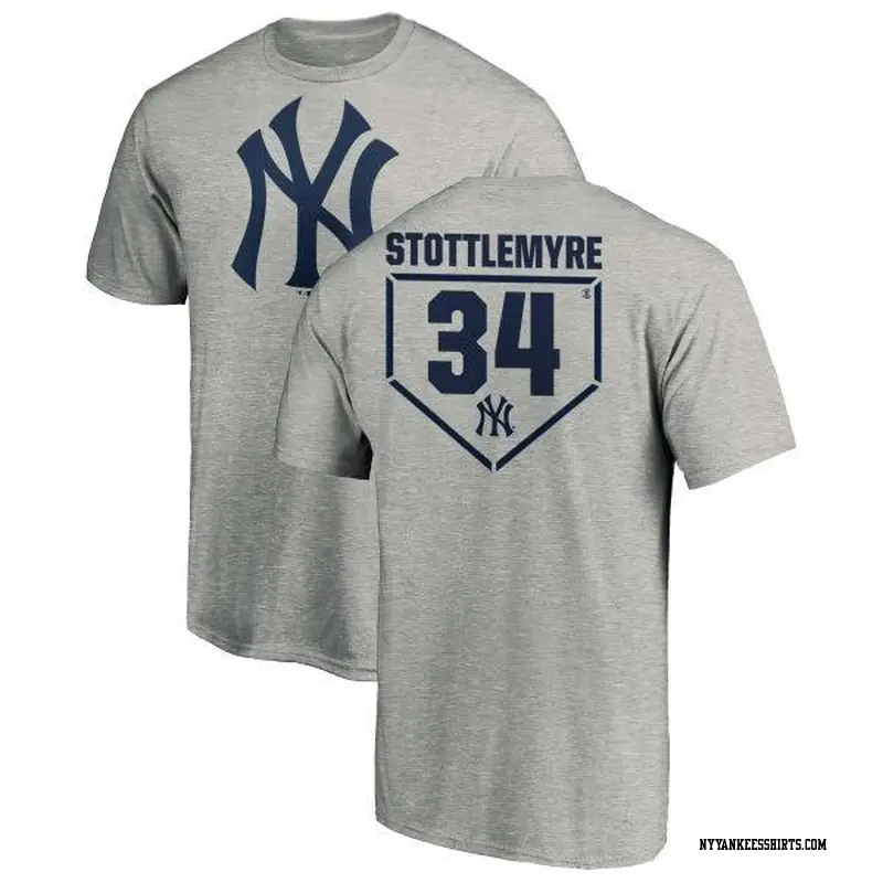 Men's New York Yankees ＃34 Mel Stottlemyre Gray Branded RBI T-Shirt Heathered