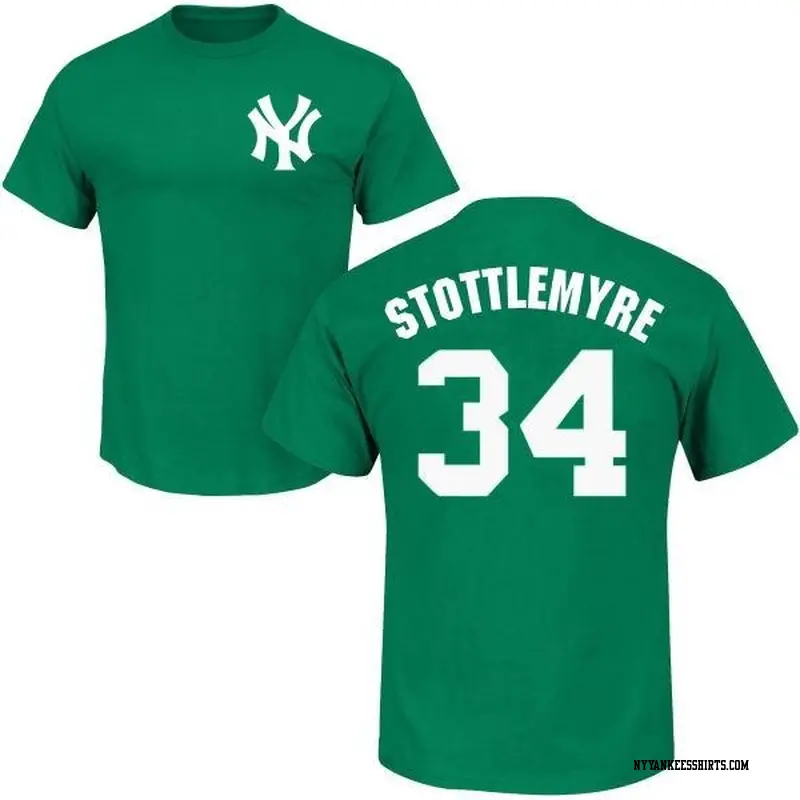 Men's New York Yankees ＃34 Mel Stottlemyre Green St. Patrick's Day Roster Name & Number T-Shirt