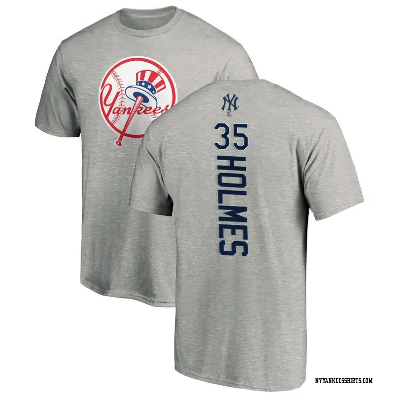 Men's New York Yankees ＃35 Clay Holmes Ash Backer T-Shirt