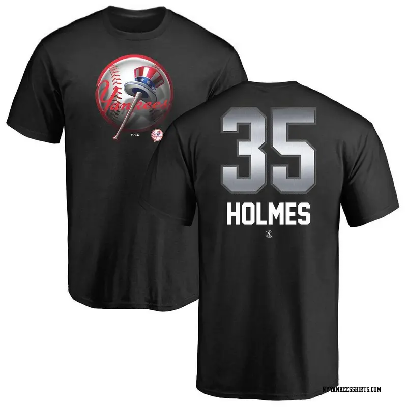 Men's New York Yankees ＃35 Clay Holmes Black Branded Midnight Mascot T-Shirt