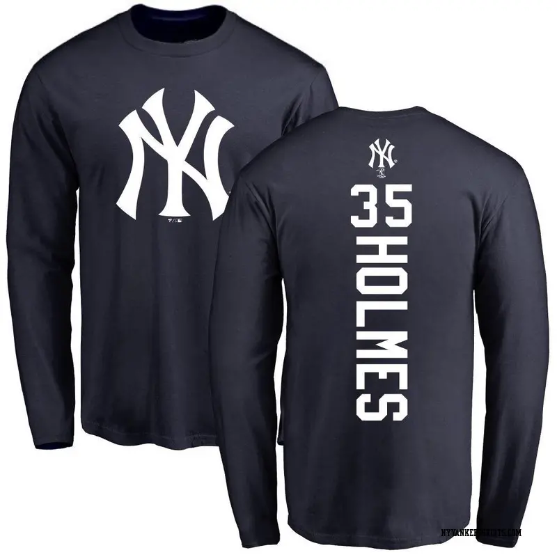 Men's New York Yankees ＃35 Clay Holmes Navy Backer Long Sleeve T-Shirt