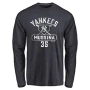 Men's New York Yankees ＃35 Mike Mussina Navy Branded Base Runner Long Sleeve T-Shirt