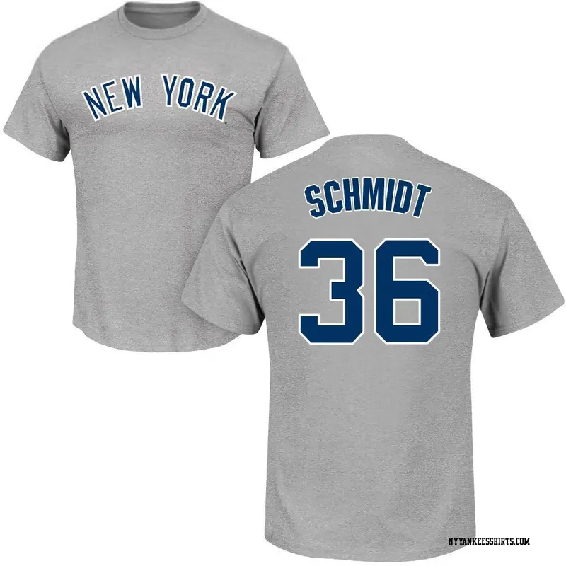 Men's New York Yankees ＃36 Clarke Schmidt Gray Roster Name & Number T-Shirt