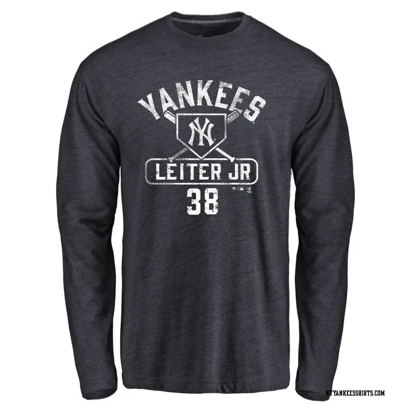 Men's New York Yankees ＃38 Mark Leiter Jr. Navy Base Runner Long Sleeve T-Shirt