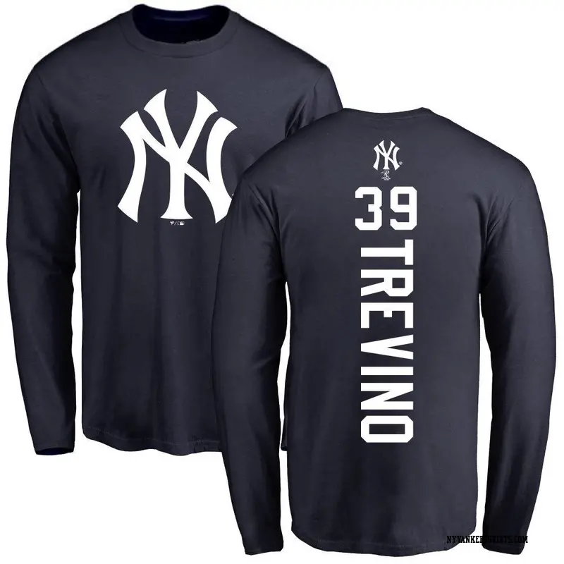 Men's New York Yankees ＃39 Jose Trevino Navy Backer Long Sleeve T-Shirt