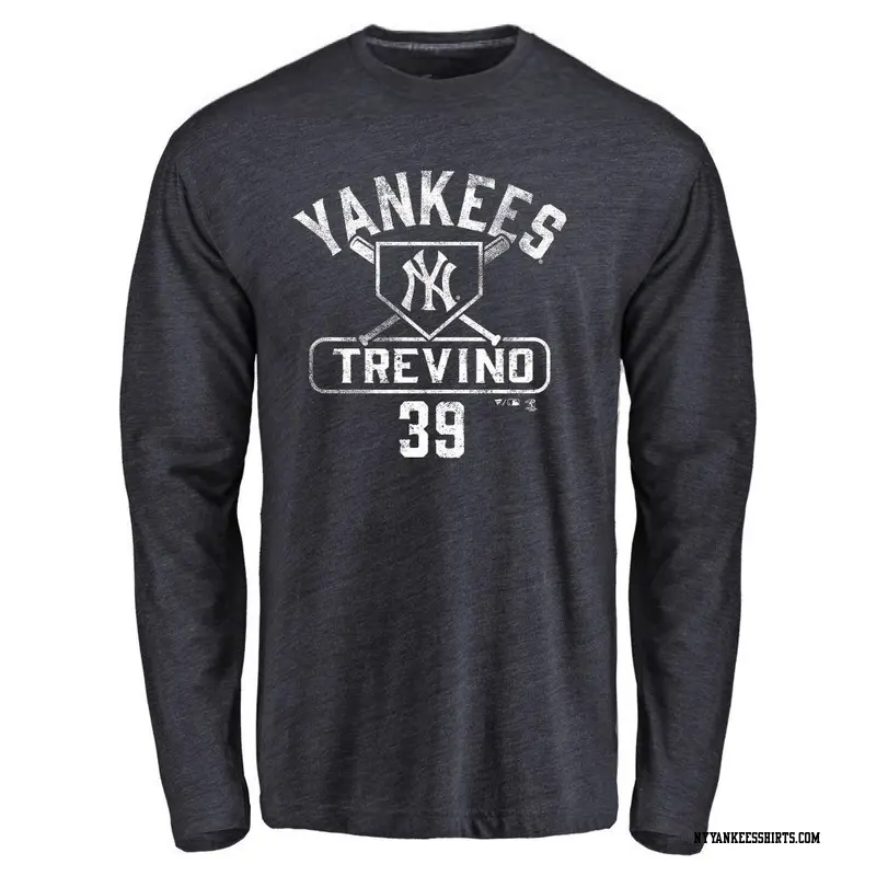 Men's New York Yankees ＃39 Jose Trevino Navy Branded Base Runner Long Sleeve T-Shirt