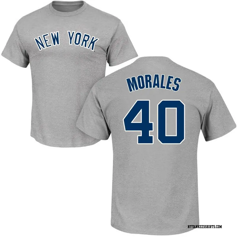 Men's New York Yankees ＃40 Jacob Morales Gray Roster Name & Number T-Shirt