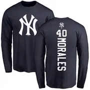 Men's New York Yankees ＃40 Jacob Morales Navy Backer Long Sleeve T-Shirt