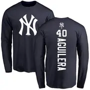 Men's New York Yankees ＃40 Yedrinson Aguilera Navy Backer Long Sleeve T-Shirt