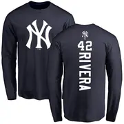 Men's New York Yankees ＃42 Mariano Rivera Navy Backer Long Sleeve T-Shirt