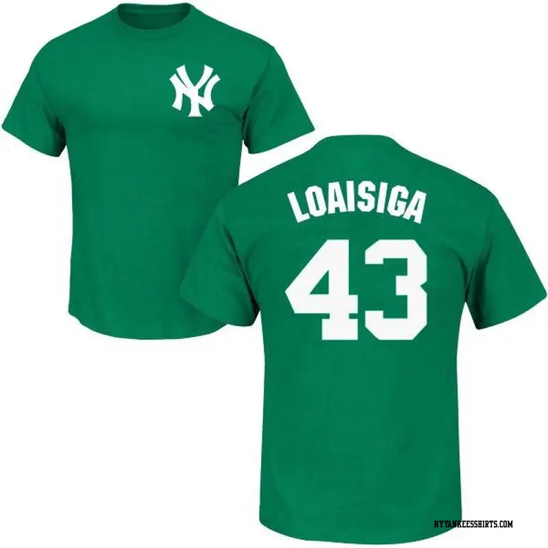 Men's New York Yankees ＃43 Jonathan Loaisiga Green St. Patrick's Day Roster Name & Number T-Shirt