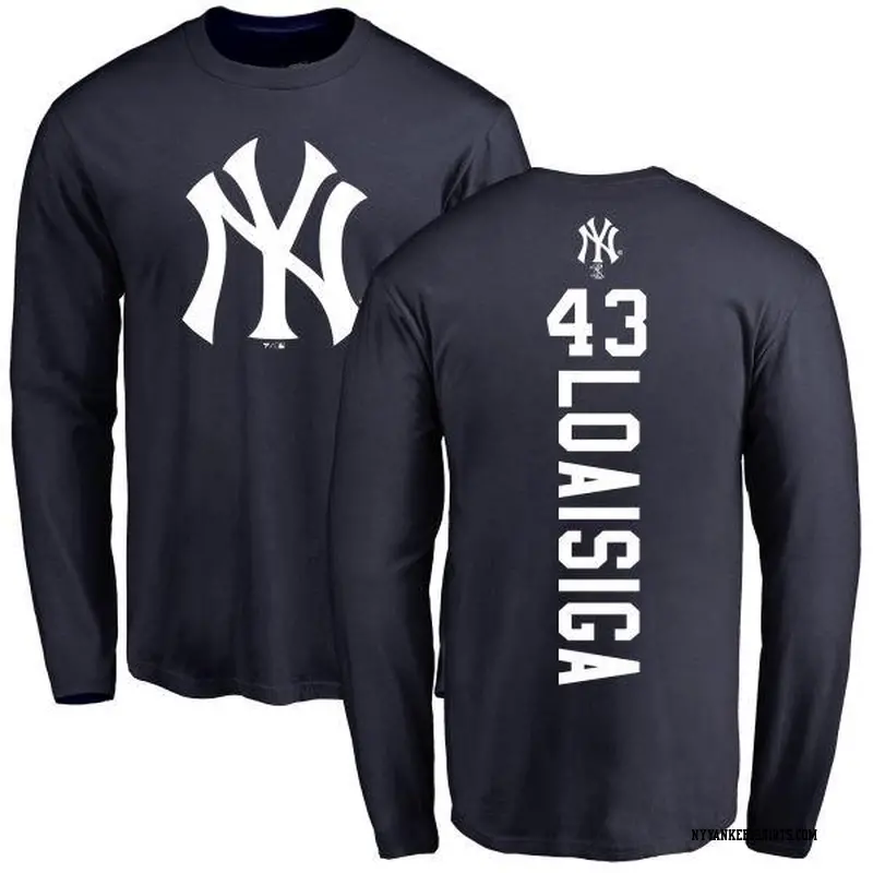 Men's New York Yankees ＃43 Jonathan Loaisiga Navy Backer Long Sleeve T-Shirt