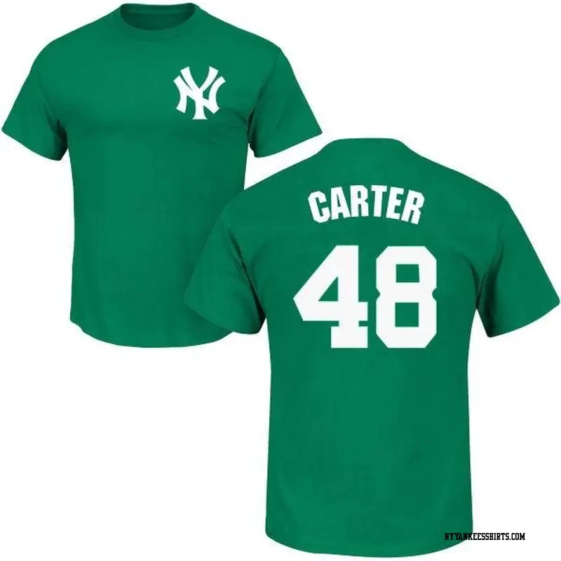 Men's New York Yankees ＃48 Chris Carter Green St. Patrick's Day Roster Name & Number T-Shirt