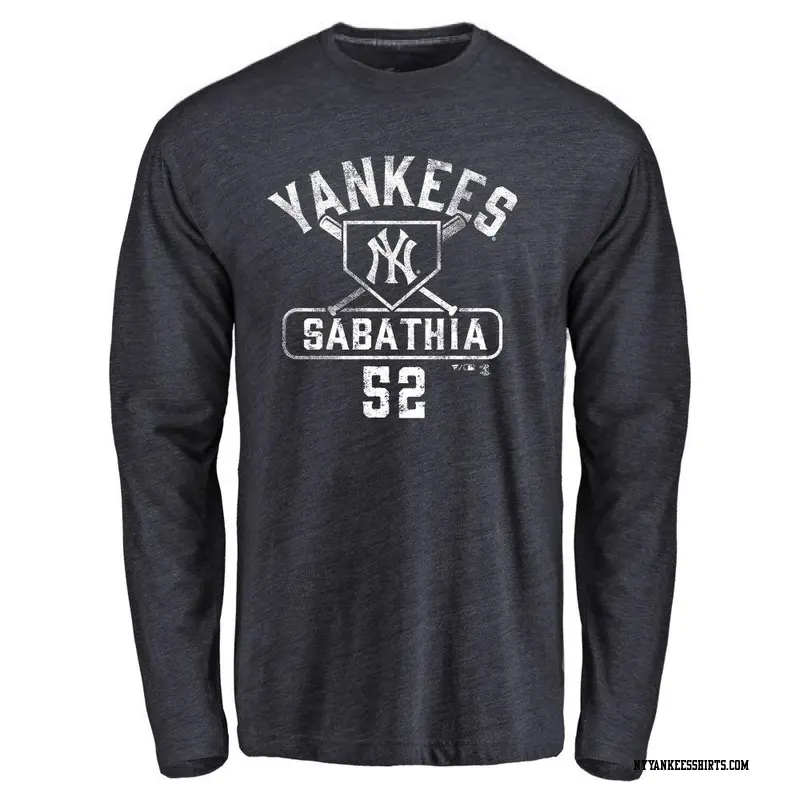 Men's New York Yankees ＃52 CC Sabathia Navy Branded Base Runner Long Sleeve T-Shirt