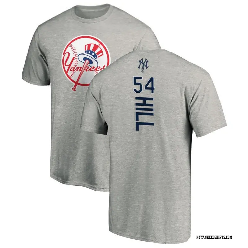 Men's New York Yankees ＃54 Tim Hill Ash Backer T-Shirt