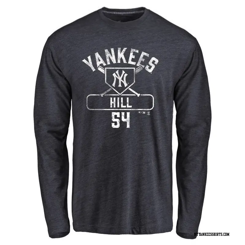 Men's New York Yankees ＃54 Tim Hill Navy Base Runner Long Sleeve T-Shirt