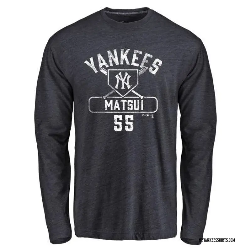 Men's New York Yankees ＃55 Hideki Matsui Navy Branded Base Runner Long Sleeve T-Shirt