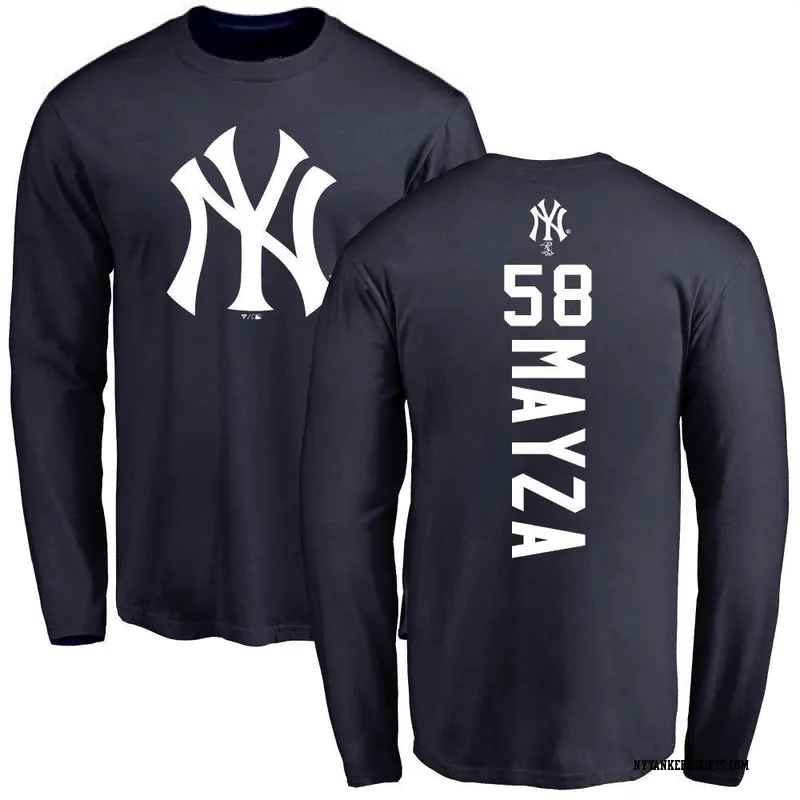 Men's New York Yankees ＃58 Tim Mayza Navy Backer Long Sleeve T-Shirt