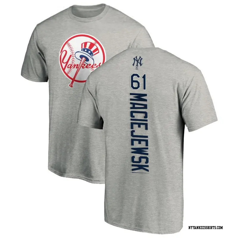 Men's New York Yankees ＃61 Josh Maciejewski Ash Backer T-Shirt